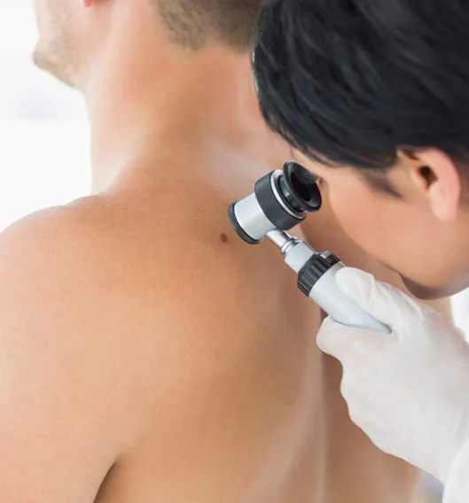 A dermatology skin examination
